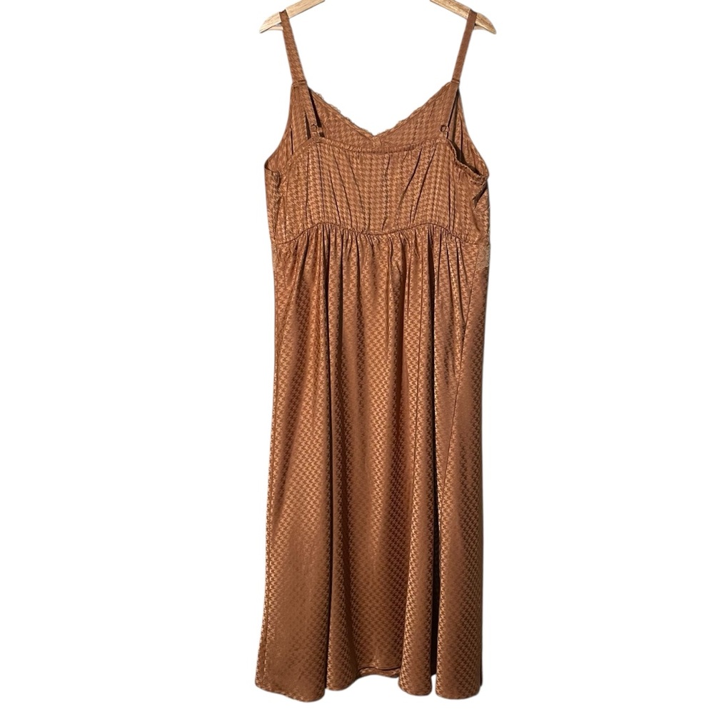 Torrid Shiny Brown Lace-Trim Slip Dress - Picture 4 of 7